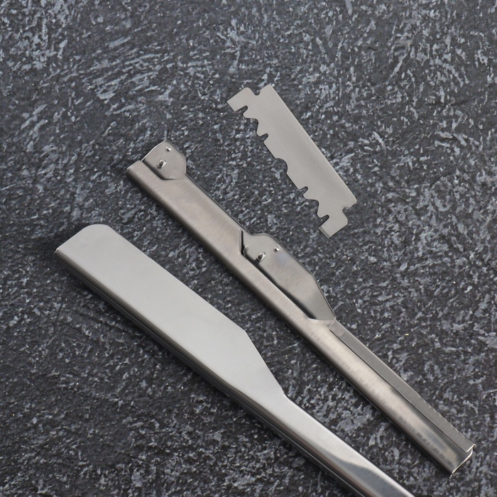 Опасная бритва, шаветт, без лезвия, 16,5/24 &times; 2,5 &times; 1,3 см, пластиковая, цвет чёрный/серебристый