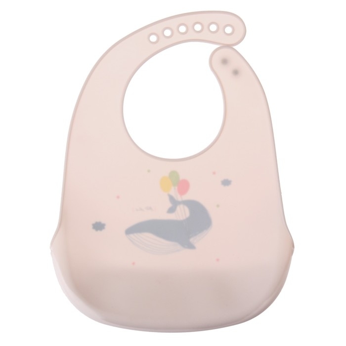 Нагрудник силиконовый, на кнопках, с карманом &laquo;Кит&raquo;, цвет серый/белый