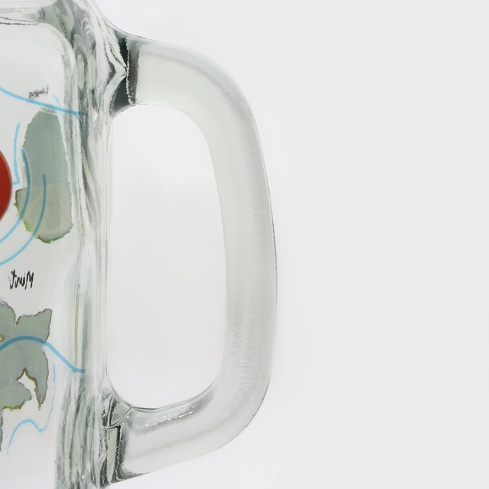 Набор кружек стеклянных Доляна &laquo;Летняя прохлада&raquo;, 2 предмета: 2 кружки с крышками и трубочками 450 мл