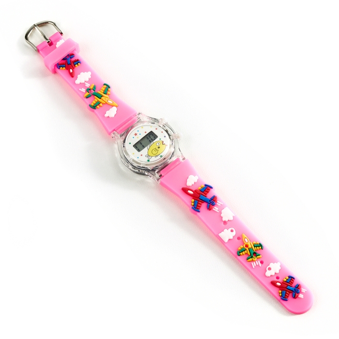 Часы наручные электронные, детские Часы наручные электронные, детские "Самолет", ремешок силикон l-21.5 см