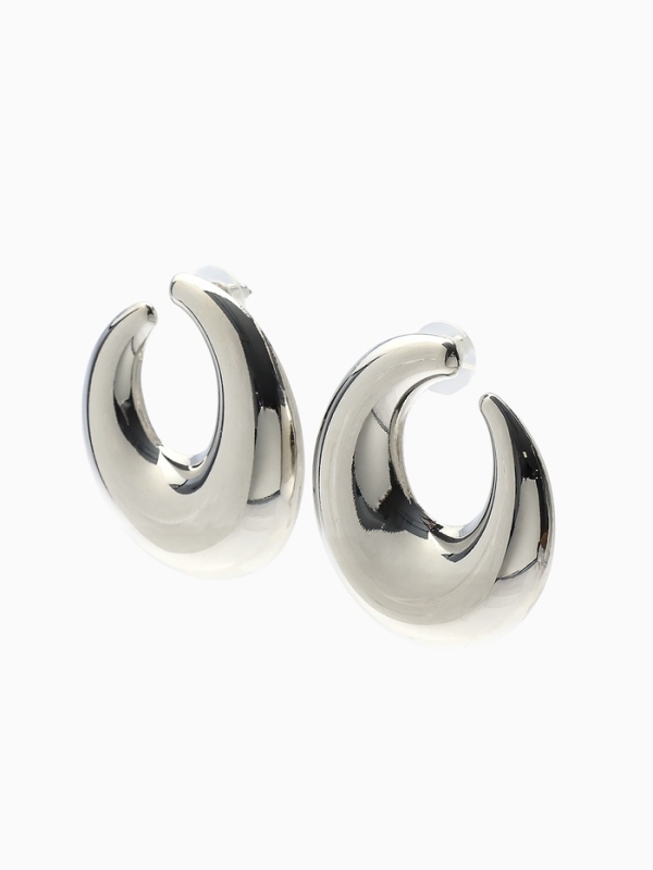 Серьги металл «Кольца» полумесяц, цвет серебро Серьги металл «Кольца» полумесяц, цвет серебро