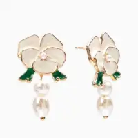 Серьги "Цветок кувшинки", цвет белый в золоте