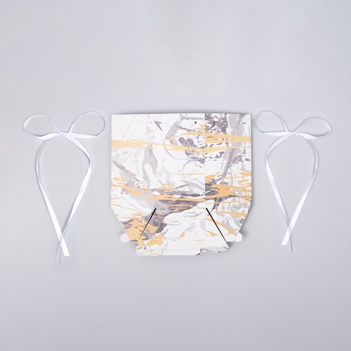 Коробка, складная, белый мрамор, "Шестигранник", 17 &times; 14,8 &times; 19,5 см