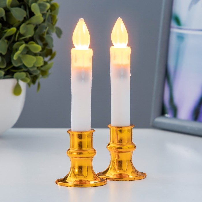 Ночник Ночник "Свеча" LED от батареек 3хLR44 золото 3,6х3,6х13 см