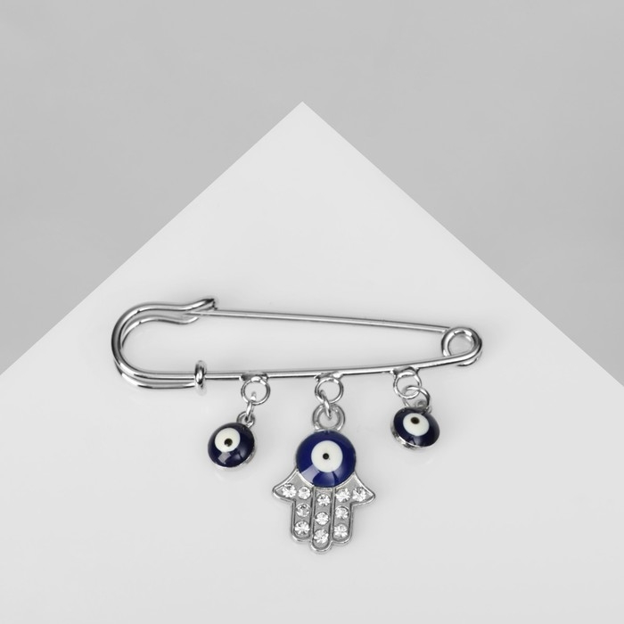 Булавка-оберег &laquo;От дурного глаза&raquo;, цвет бело-синий в серебре