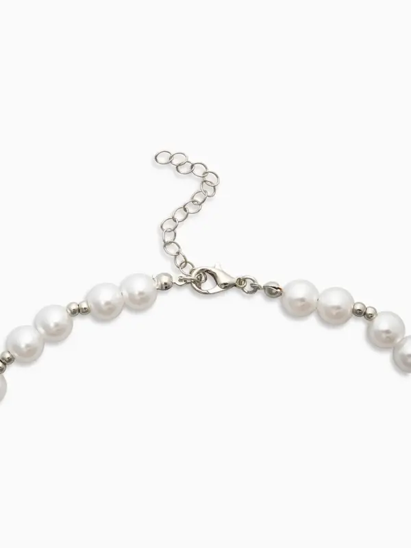 Кулон на жемчужных бусах "Морская звезда", цвет белый в серебре