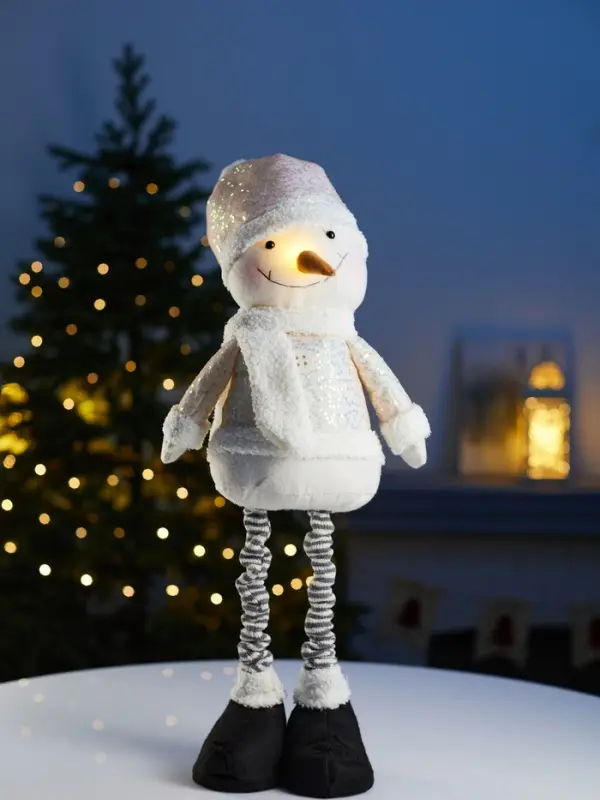 Фигура текстиль &laquo;Снеговик&raquo; 55-84 см, телеск-е ножки, 1LED, LR1130х3 (в компл.), Т/БЕЛЫЙ