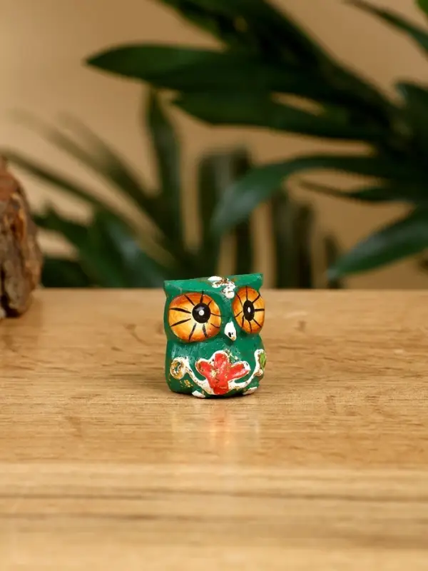 Набор сувенирный "Совята" дерево H 4, 3, 2 см, цв. зелёный