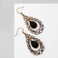 Серьги «Ажур» капля, цвет чёрный в чернёном золоте Серьги «Ажур» капля, цвет чёрный в чернёном золоте