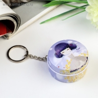 Шкатулка на кольце металл "Девочка с цветами" МИКС 2,1х4,5х4,5 см