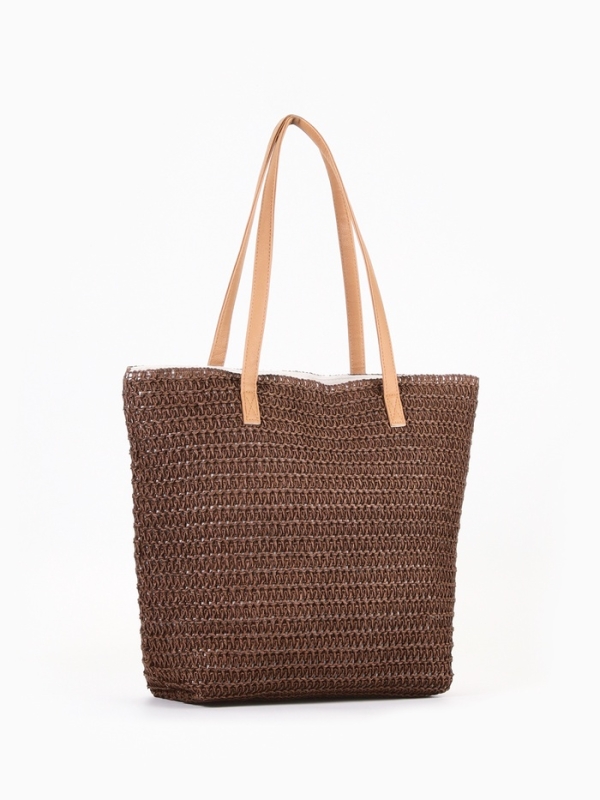 Сумка пляжная Одноцвет, 47*14*35, отд на молнии, подкладка, коричневый Сумка пляжная Одноцвет, 47*14*35, отд на молнии, подкладка, коричневый