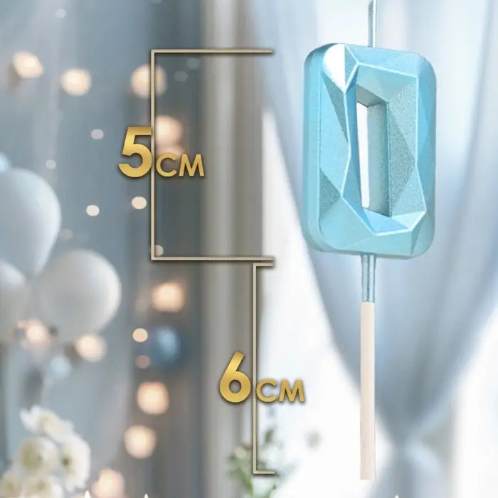 Свеча в торт на шпажке &laquo;Алмаз&raquo;, цифра 0, голубая, 5 см