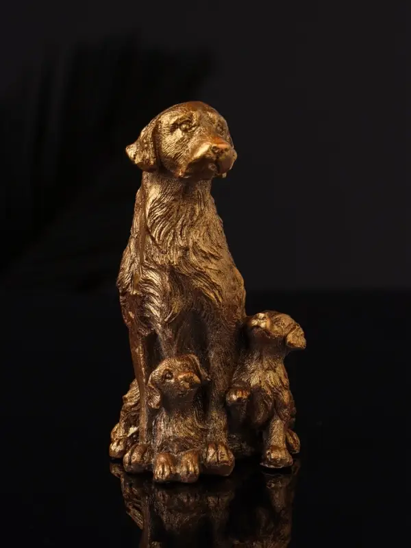 Фигура "Лабрадор с щенками", 10х7 см, бронза