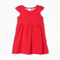 Платье для девочки "Белый горох", цвет красный, рост 104-110 Платье для девочки "Белый горох", цвет красный, рост 104-110