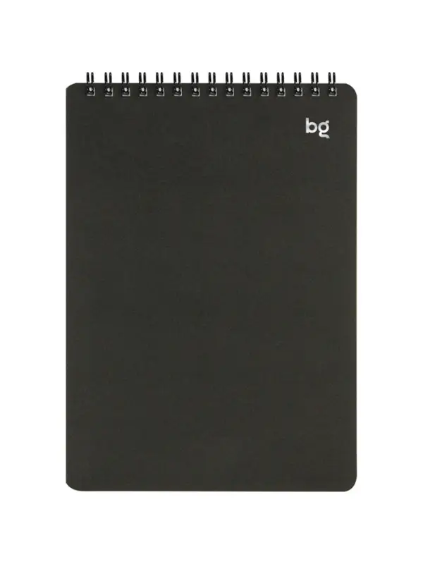 Блокнот А5 60л на гребне BG обл пластик, тисн фольг, черный