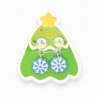 Клипсы детские "Выбражулька" снежинка, страза, цвет голубо-белый