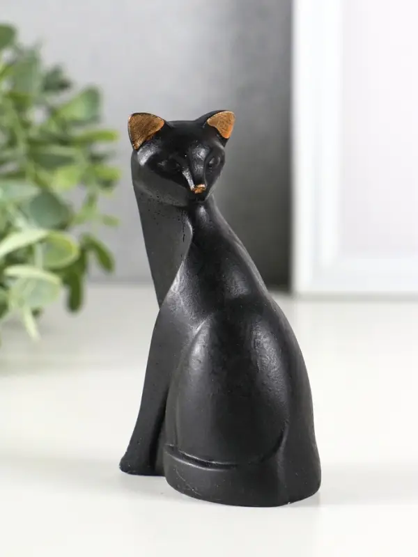 Фигура гипс "Кошка геометрия", 11х6 см, черный