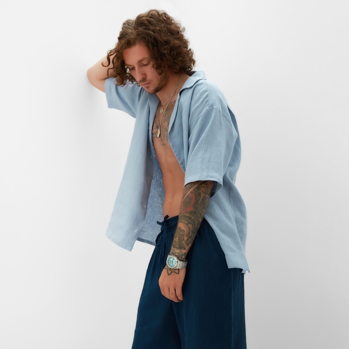 Рубашка мужская с коротким рукавом MIST р.50, голубой Рубашка мужская с коротким рукавом MIST р.50, голубой