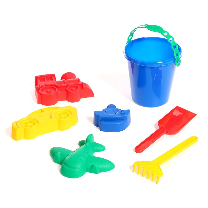 Набор для игры в песке №110: ведёрко, 4 формочки для песка, грабельки Набор для игры в песке №110: ведёрко, 4 формочки для песка, грабельки