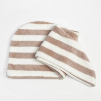 Чалма для сушки волос Этель &laquo;Полоски&raquo;, цв.фиолетовый, 65*25 см, 100% п/э