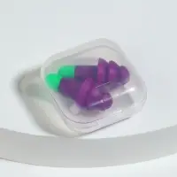 Беруши, 3&times;1.3 см, в футляре, фасовка 10 шт., силиконовые, фиолетовый/зелёный