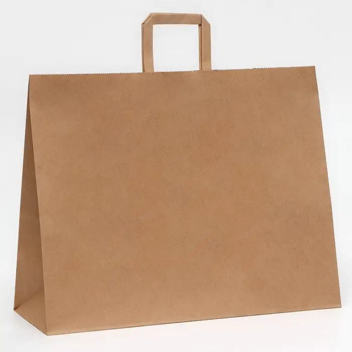 Пакет бумажный крафт 90 г/м&sup2;, плоская ручка, 45 х 15 х 35 см