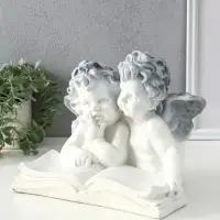 Фигура "Два ангела с книгой" 23х28х19 см, антик