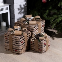 Светодиодная фигура &laquo;Эко-подарки&raquo; 15, 20, 25 см, текстиль, металл, батарейки ААх2 (не в комплекте), свечение тёплое белое