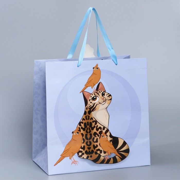 Пакет подарочный, упаковка, &laquo;Кот&raquo;, 30 х 30 х 15 см