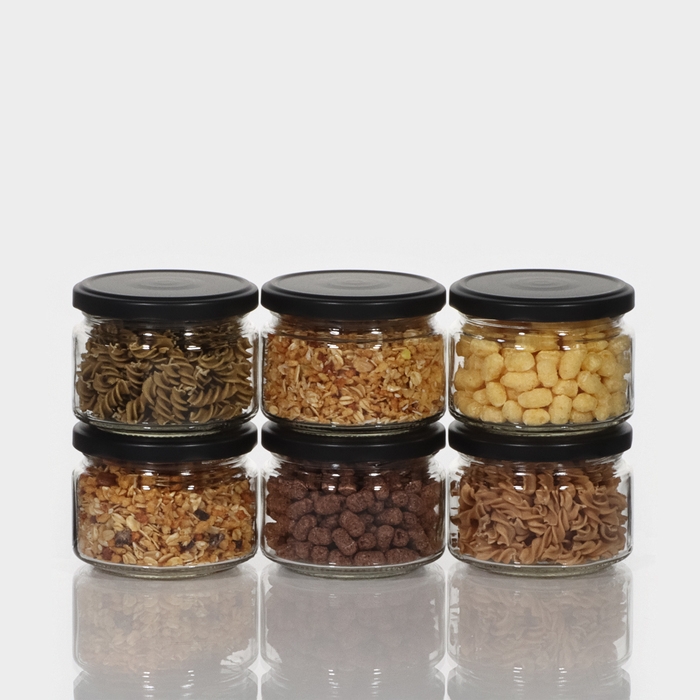 Набор стеклянных банок с крышкой для консервации, ТО-82 мм, для свечей, 250 мл, 6 шт