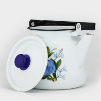 Чайник с кнопкой &laquo;Цветы синие&raquo;, 3,5 л, индукция, цвет белый