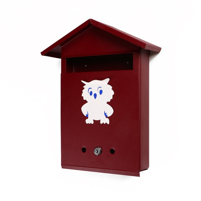 Ящик почтовый с замком, вертикальный, &laquo;Домик&raquo;, вишнёвый