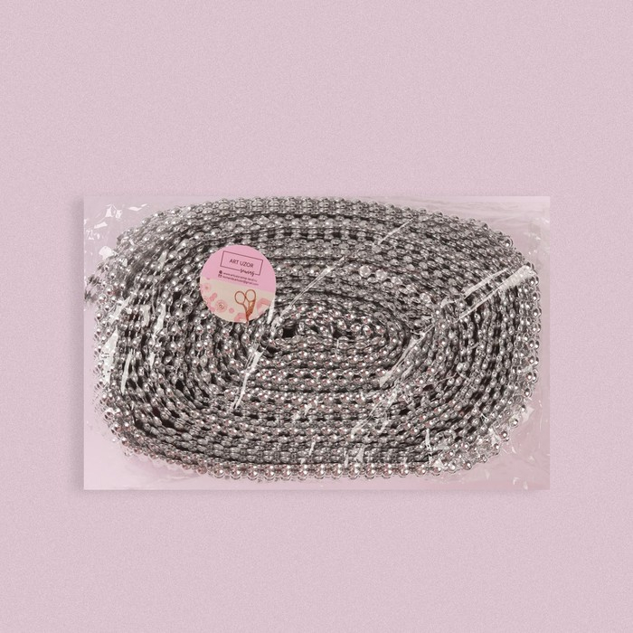 Лента с имитацией выпуклых страз, 5,75 см, 9 &plusmn; 1 м, цвет серебряный