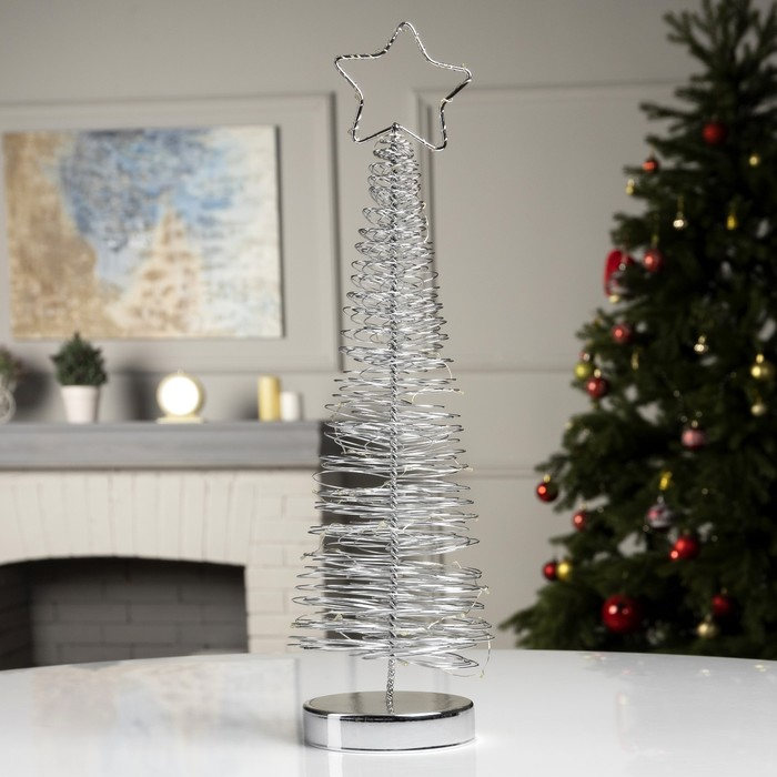 Светодиодная фигура «Ёлка плетёная» 11 × 46 × 11 см, металл, батарейки АААх3 (не в комплекте), свечение белое Светодиодная фигура «Ёлка плетёная» 11 × 46 × 11 см, металл, батарейки АААх3 (не в комплекте), свечение белое