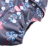 Многоразовый подгузник &laquo;Фламинго&raquo;, 3-15 кг, угольно-бамбуковая ткань, цвет серый, Крошка Я