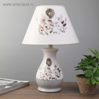 Лампа настольная "Цветочное ассорти" 1xE14 40вт белый-серый 25х25х36 см RISALUX Лампа настольная "Цветочное ассорти" 1xE14 40вт белый-серый 25х25х36 см RISALUX