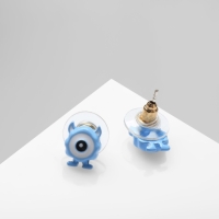 Серьги с эмалью &laquo;Монстрики&raquo; с рожками и ногами, цвет бело-голубой
