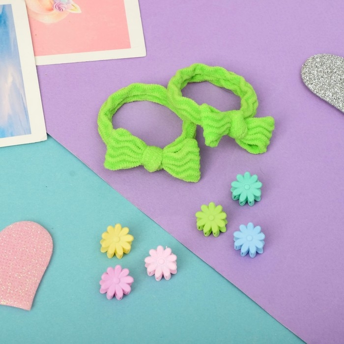 Набор для волос Набор для волос "Сонечка" (2 резинки, 6 крабов 1,1 см) бантики полоски цветочки