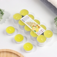 Набор чайных свечей ароматических в термоусадке "Лимон", 3,8х1,6 см, 3,5 ч, 12 г, 20 штук Набор чайных свечей ароматических в термоусадке "Лимон", 3,8х1,6 см, 3,5 ч, 12 г, 20 штук