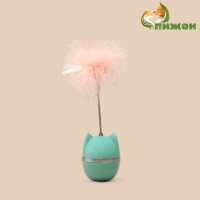 Игрушка-неваляшка "Перьевой взрыв" для кошек, 20 см, голубая Игрушка-неваляшка "Перьевой взрыв" для кошек, 20 см, голубая