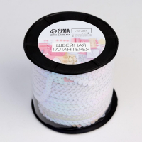 Пайетки на нити, перламутр, 6 мм, 91 &plusmn; 1 м, цвет белый №51