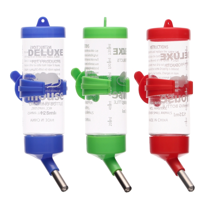 Поилка для грызунов 125 мл, 12,5 Х 4,5 см, микс цветов