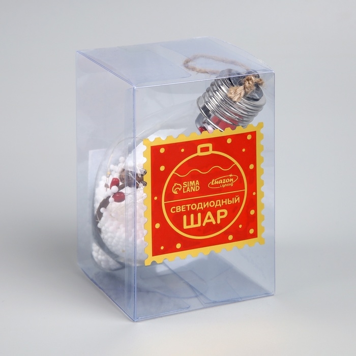 Ёлочный шар «Снежные нити», батарейки, 5 LED, свечение тёплое белое Ёлочный шар «Снежные нити», батарейки, 5 LED, свечение тёплое белое