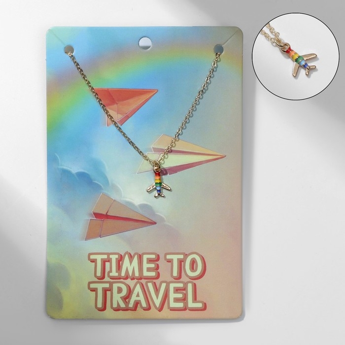 Кулон &laquo;Прелесть&raquo; самолёт, цветной в золоте, 40 см