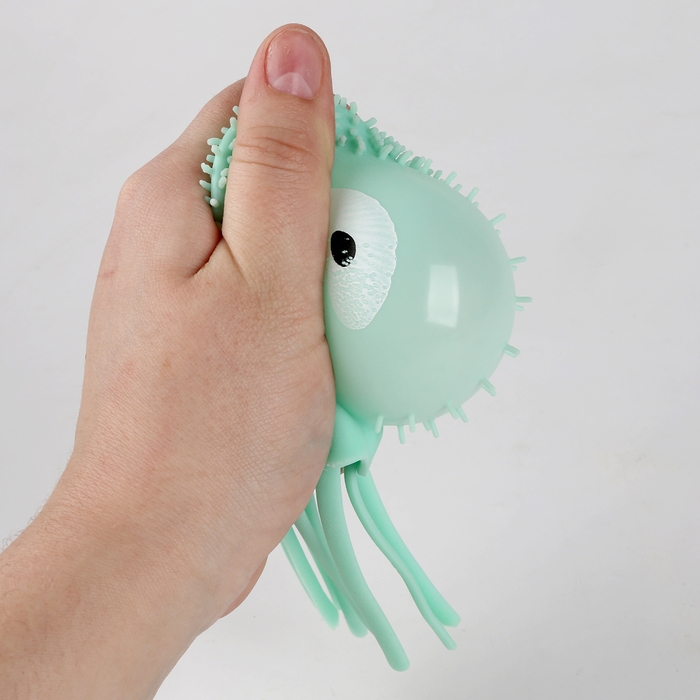 Мяч детский резиновый ёжка световой &laquo;Осьминог&raquo;, цвета МИКС , в шоубоксе