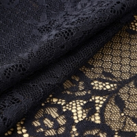 Кружевная эластичная ткань, 195 мм &times; 2,7 &plusmn; 0,5 м, цвет чёрный