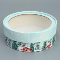 Коробка для макарун тубус с окном &laquo;Сказочных моментов&raquo;, 16 х 16 х 5 см, Новый год