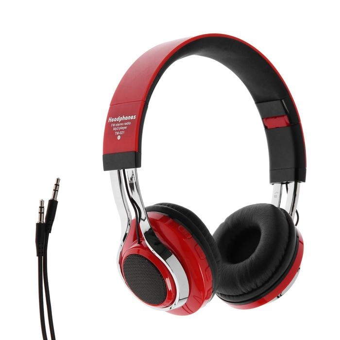 Наушники Luazon RX-1, беспроводные, накладные, BT 4.2, 250 мАч, LED, FM, microSD, красные