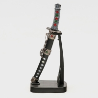 Сувенирное оружие &laquo;Катана на подставке&raquo;, коричневые ножны, микс, 17см