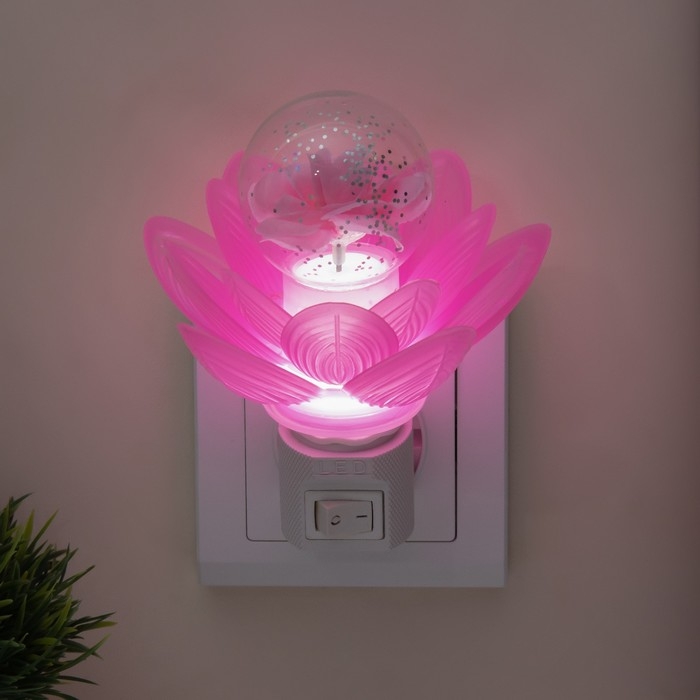 Ночник "Розовый цветок" LED 8х8х12 см RISALUX